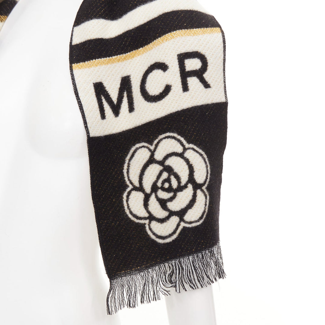 CHANEL 2024 Runway Manchester Metiers d'Art MCR Camelia cashmere fringe scarf