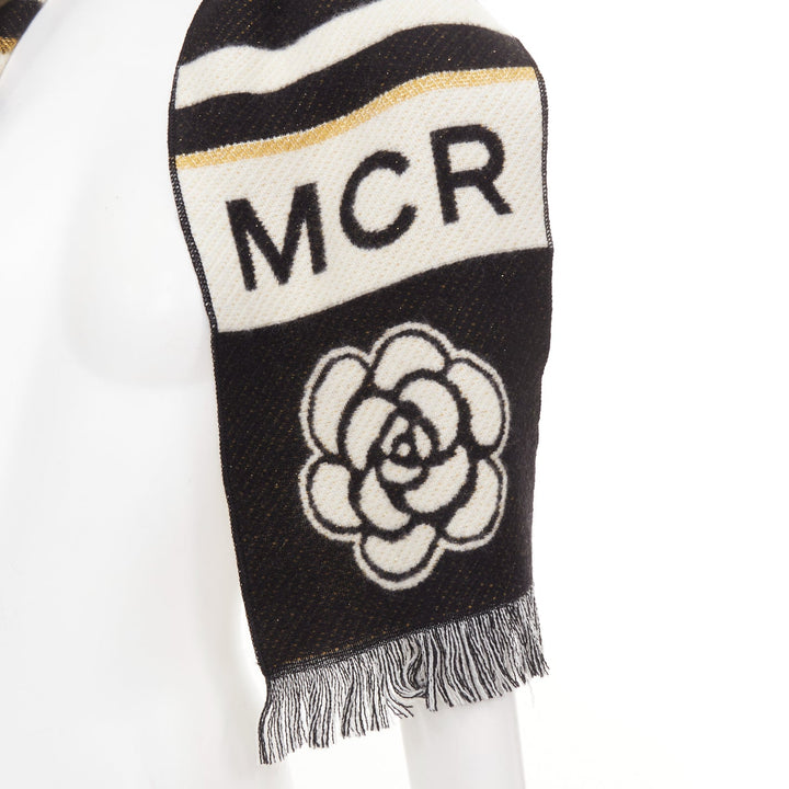 CHANEL 2024 Runway Manchester Metiers d'Art MCR Camelia cashmere fringe scarf