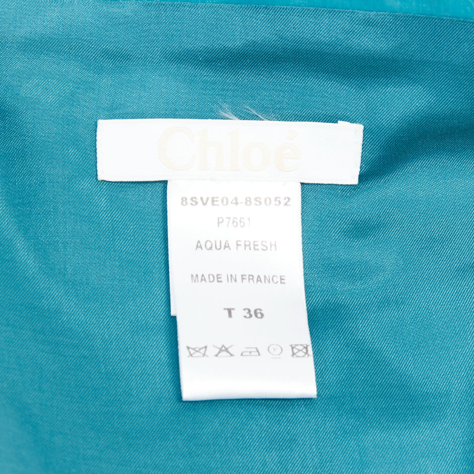CHLOE Aqua Fresh blue crinkled coated acetate cotton cropped jacket FR36 S