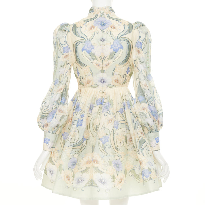 ZIMMERMANN 2021 Runway Rhythm Poppy cream green bead embellished dress Sz1 XS