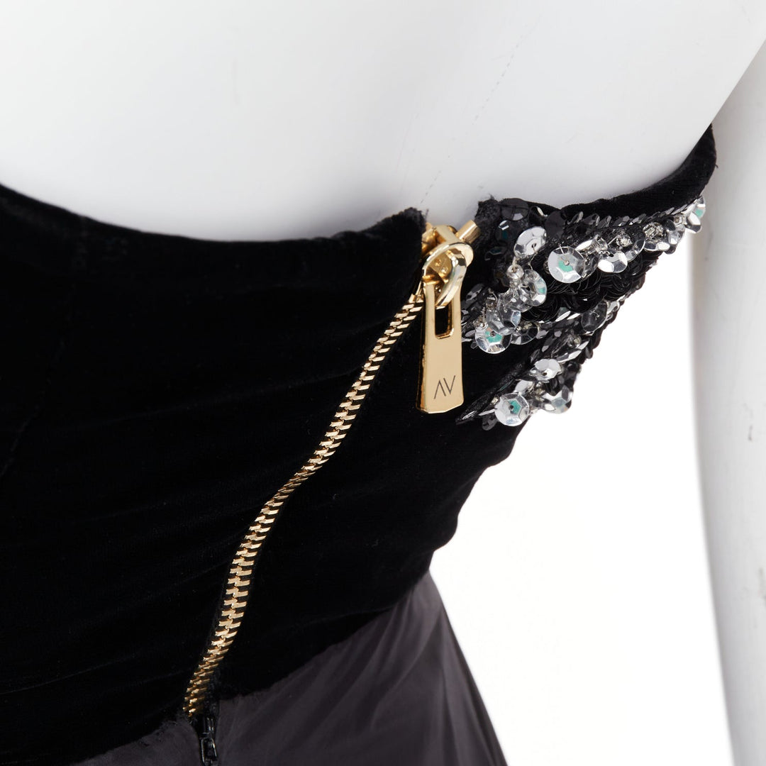 rare ALEXANDRE VAUTHIER COUTURE SS2017 Runway black velvet crystal ruffle gown