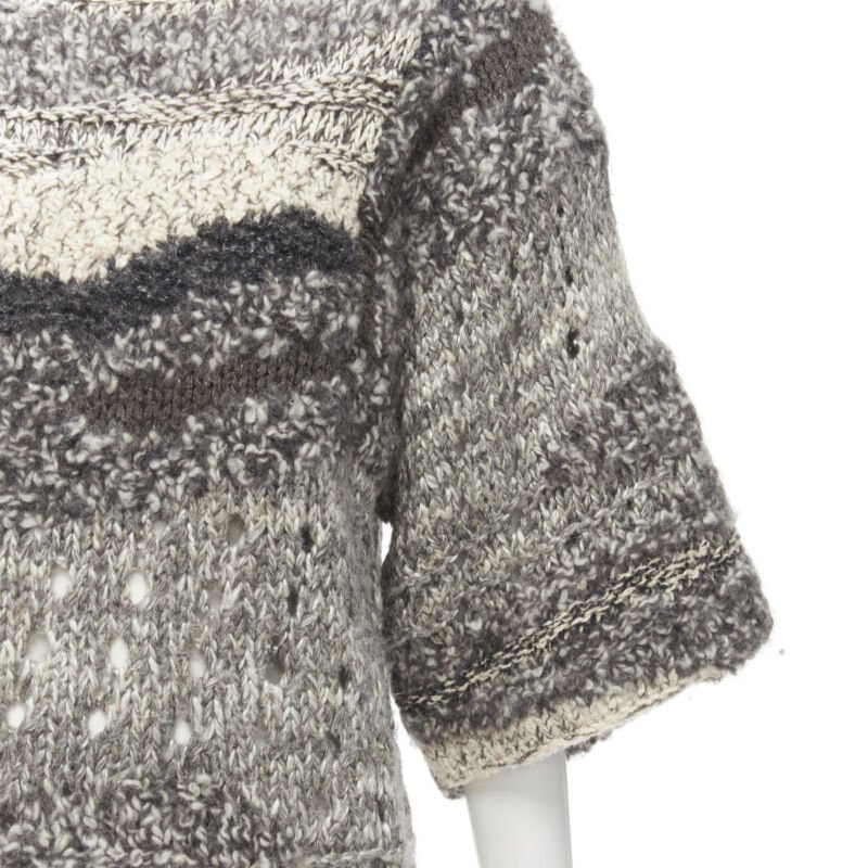 ISABEL MARANT silk blend grey speckled yarn oversized chunky knit sweater FR36 S