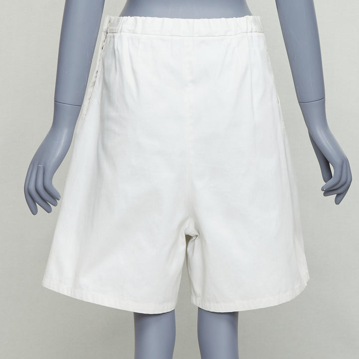 MARNI cream white front pleat wide leg bermuda shorts IT38 XS