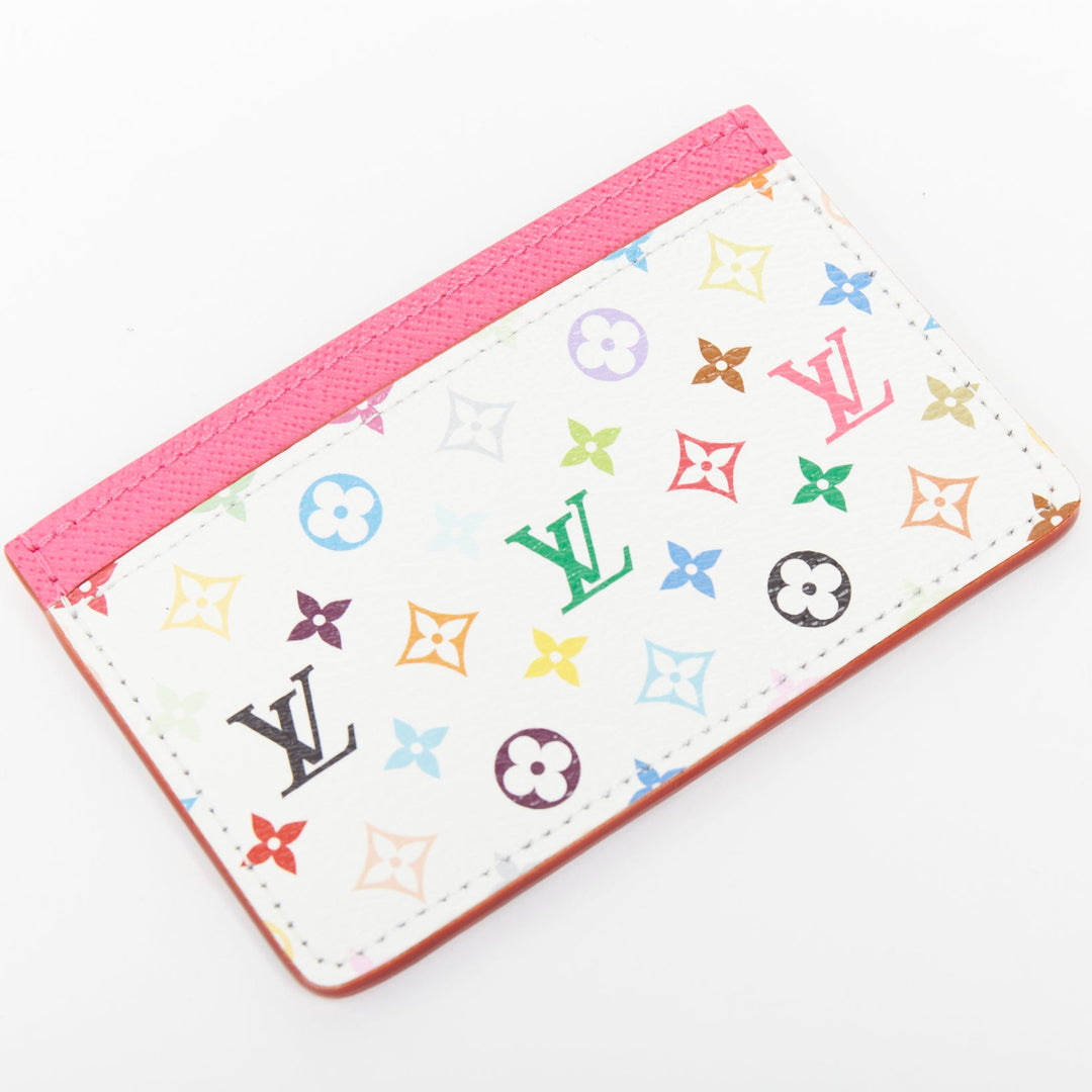 LOUIS VUITTON 2025 Runway Takashi Murakami white Monogram Multicolore cardholder