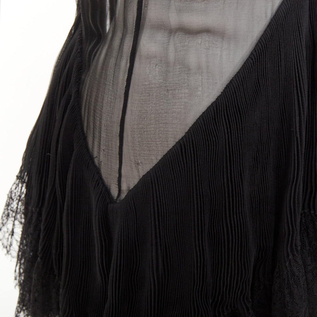 ALEXANDRE VAUTHIER COUTURE 2018 Runway black sheer lace tiered ruffle dress gown