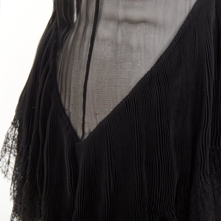 ALEXANDRE VAUTHIER COUTURE 2018 Runway black sheer lace tiered ruffle dress gown