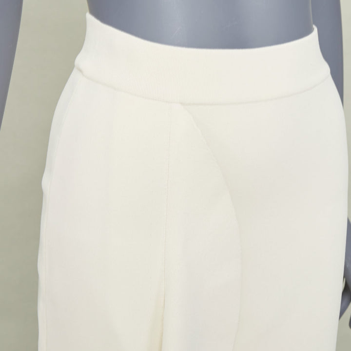 ALEXANDER MCQUEEN 2020 ivory viscose knit ruffle trim asymmetric midi skirt XS