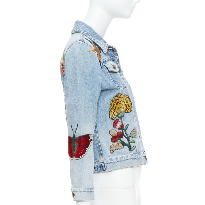 GUCCI L'Aveugle Par Amour blue embroidered denim patch denim jacket IT38 XS