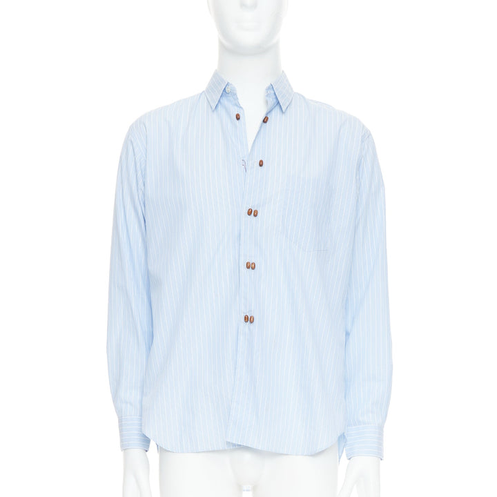 COMME DES GARCONS SHIRT blue white stripes bean shaped buttons shirt S