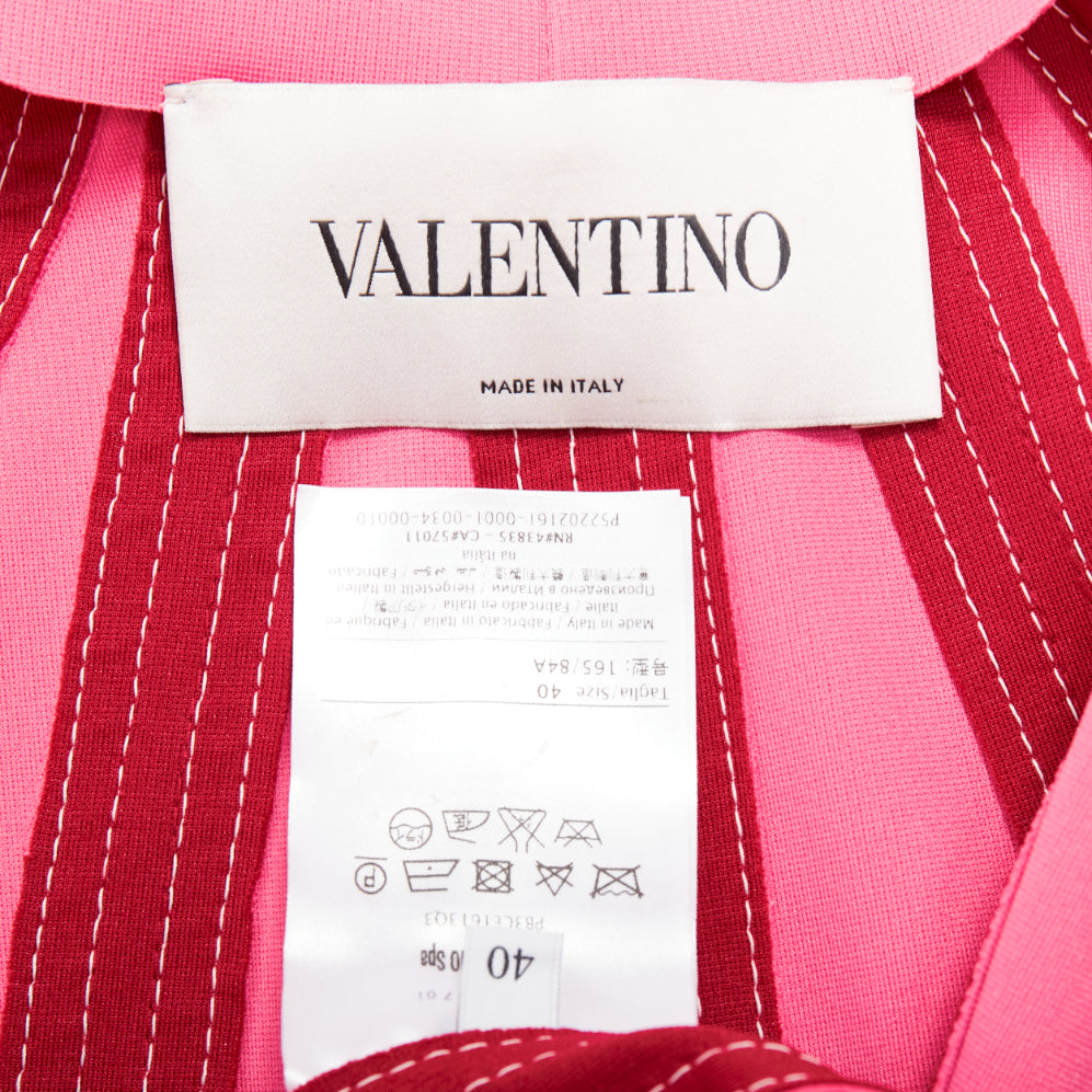 VALENTINO hot pink red panelled overstitch mock neck track jacket IT40 S