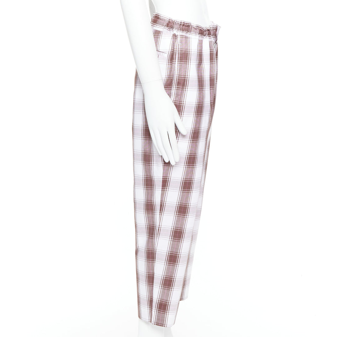 COMME DES GARCONS Homme Deux 2016 brown white checkered tapered pants S