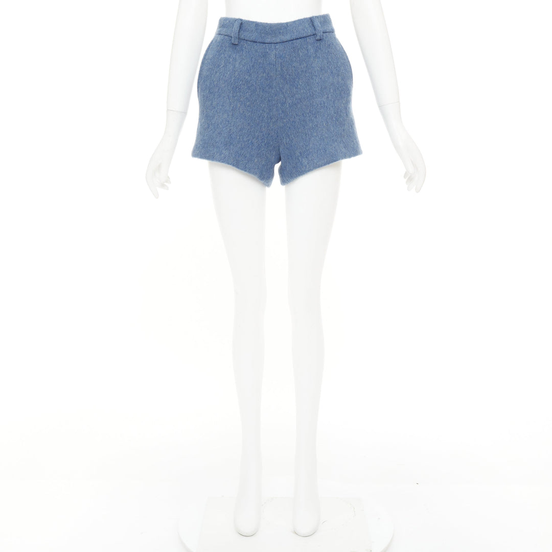 GUCCI 2024 textured wool mohair blend high waist tailored formal shorts IT38 XS