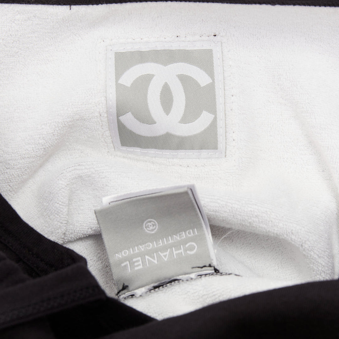 rare CHANEL 04P Sports Vintage CC logo black fleece flared pinafore dress FR36 S