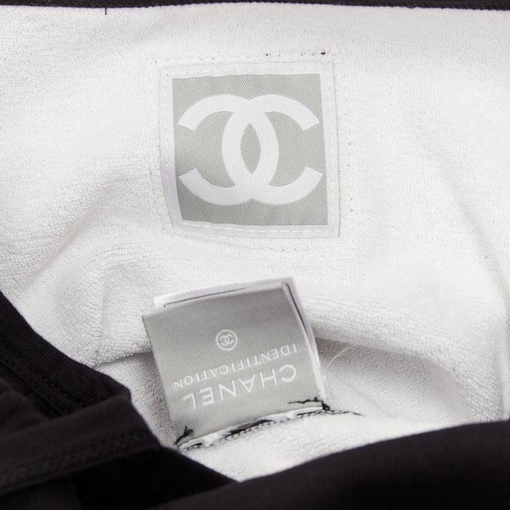 rare CHANEL 04P Sports Vintage CC logo black fleece flared pinafore dress FR36 S