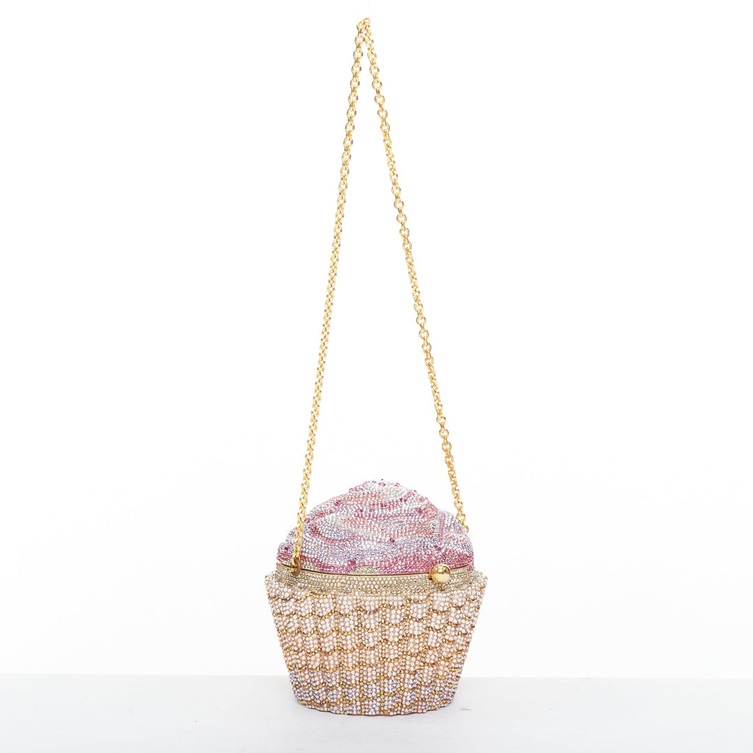 JUDITH LEIBER Limited pink gold strawberry cupcake crystal Say Yes clutch bag