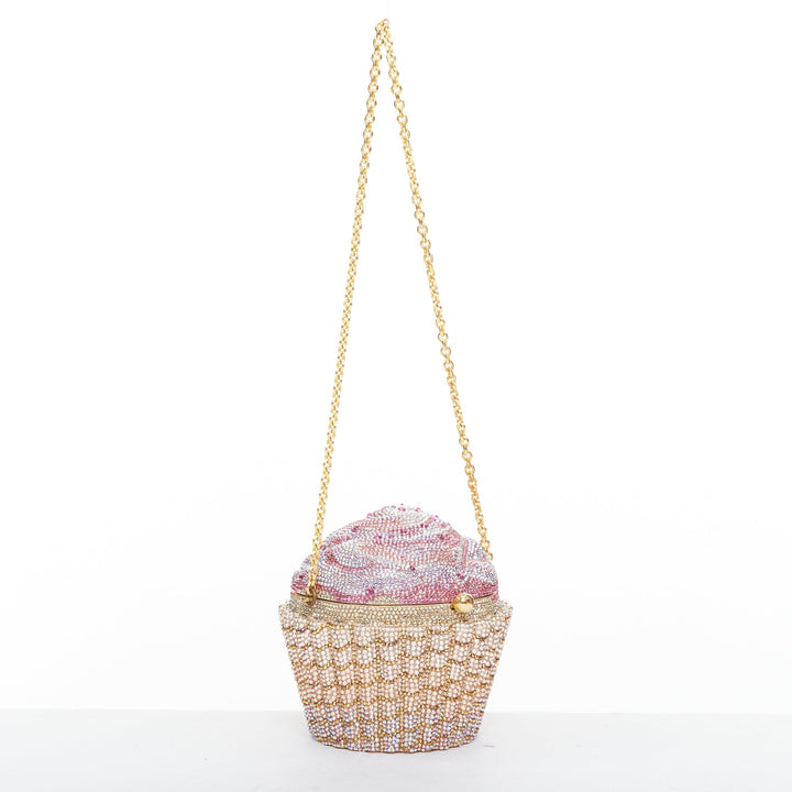 JUDITH LEIBER Limited pink gold strawberry cupcake crystal Say Yes clutch bag