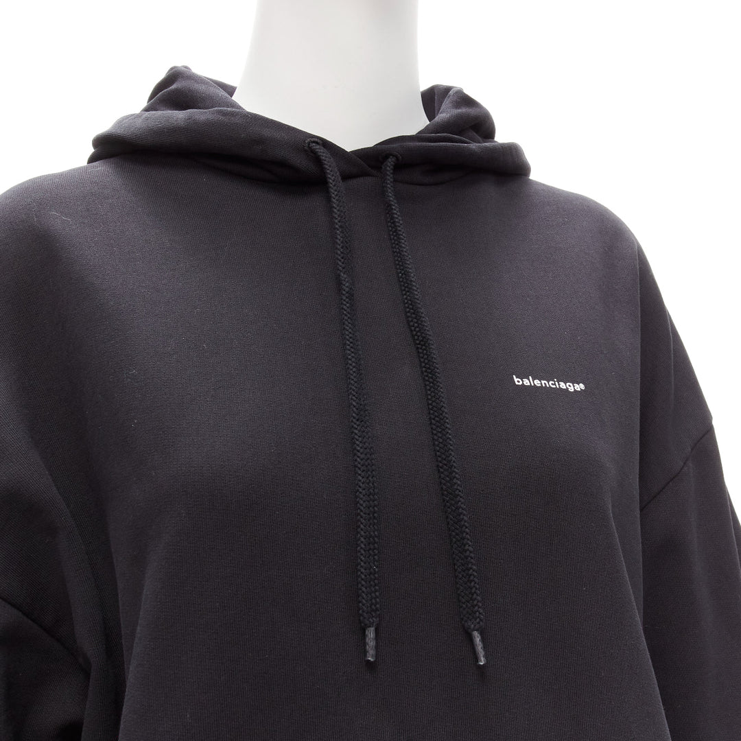 BALENCIAGA 2017 Archetype black cotton logo oversized hoodie XS