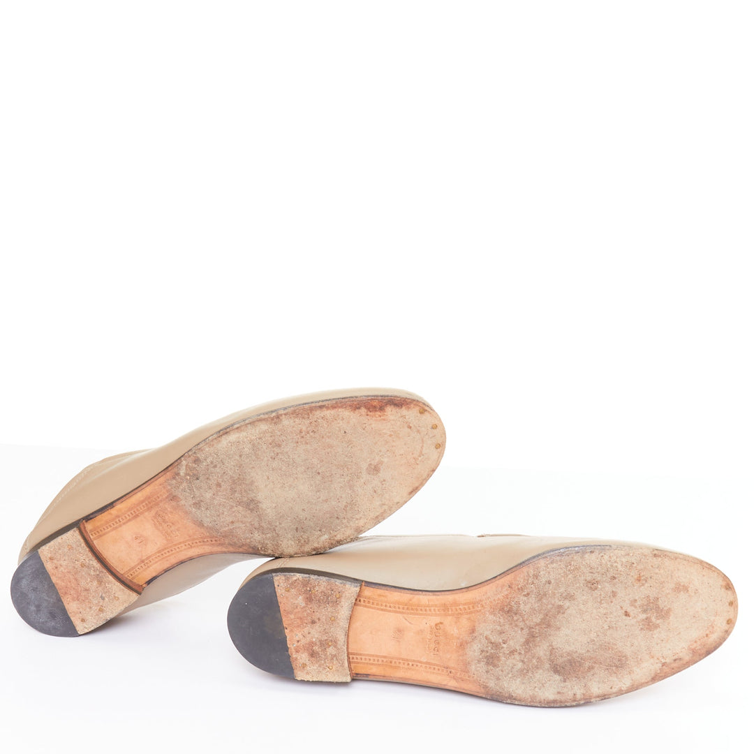 GUCCI Brixton Convertible rose beige lambskin gold Horsebit loafers EU41