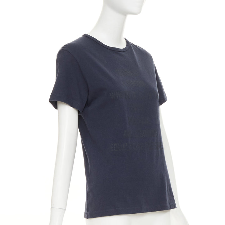 DIOR 2017 Feminist Definition navy cotton linen washed effect tshirt S
