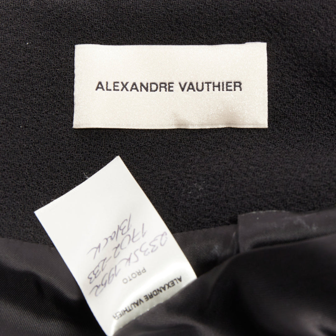 ALEXANDRE VAUTHIER black wool crepe high waisted back slit pencil skirt