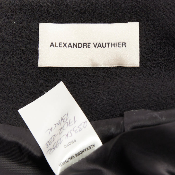 ALEXANDRE VAUTHIER black wool crepe high waisted back slit pencil skirt