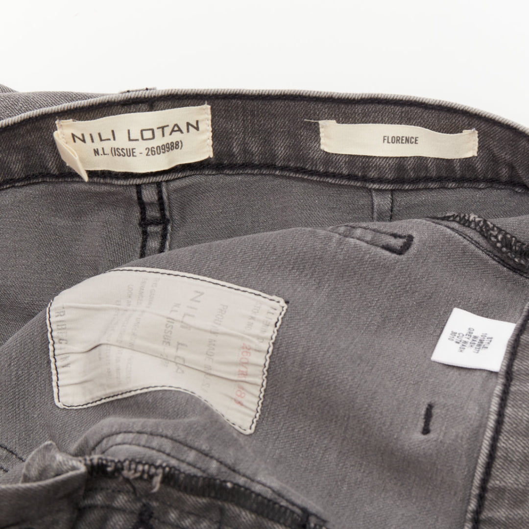 NILI LOTAN Florence grey washed denim patch pockets flare jeans 26"