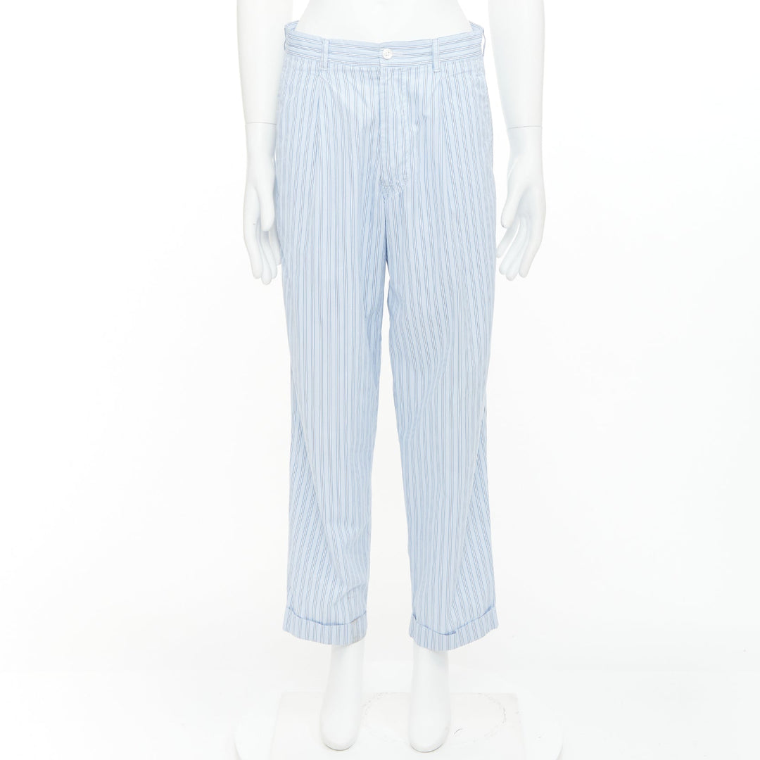 COMME DES GARCONS Shirt blue striped cotton poplin pajama style pants S
