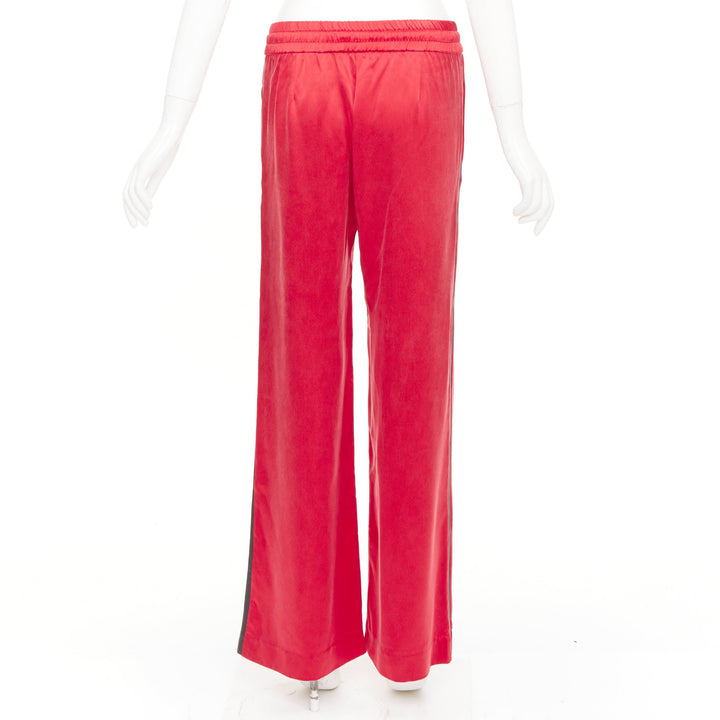 AMIRI 2018 leather trimmed washed silk side stripe drawstring trousers IT40 S