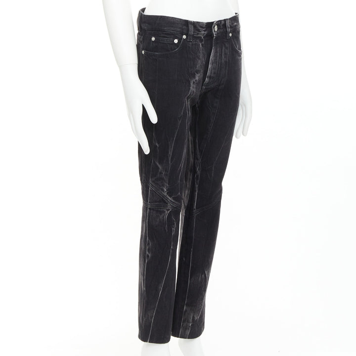GIVENCHY grey acid washed cotton lightning topstitch panelled jeans 29"