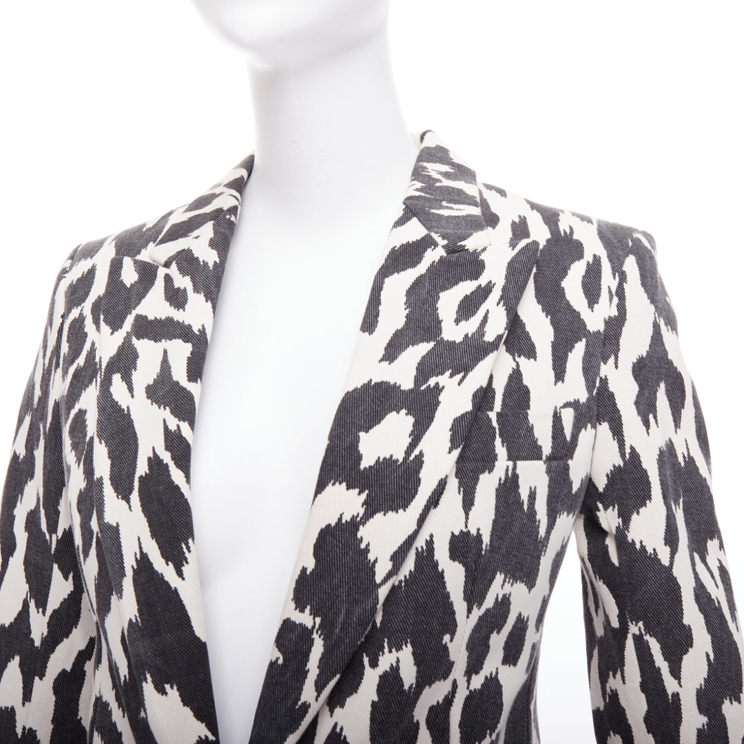 OLD CELINE Phoebe Philo black cream animal print cotton blazer jacket FR36 S