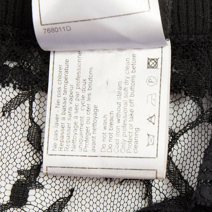 rare CHANEL 07C Vintage sheer floral lace cardigan button up blouse top FR34 XS