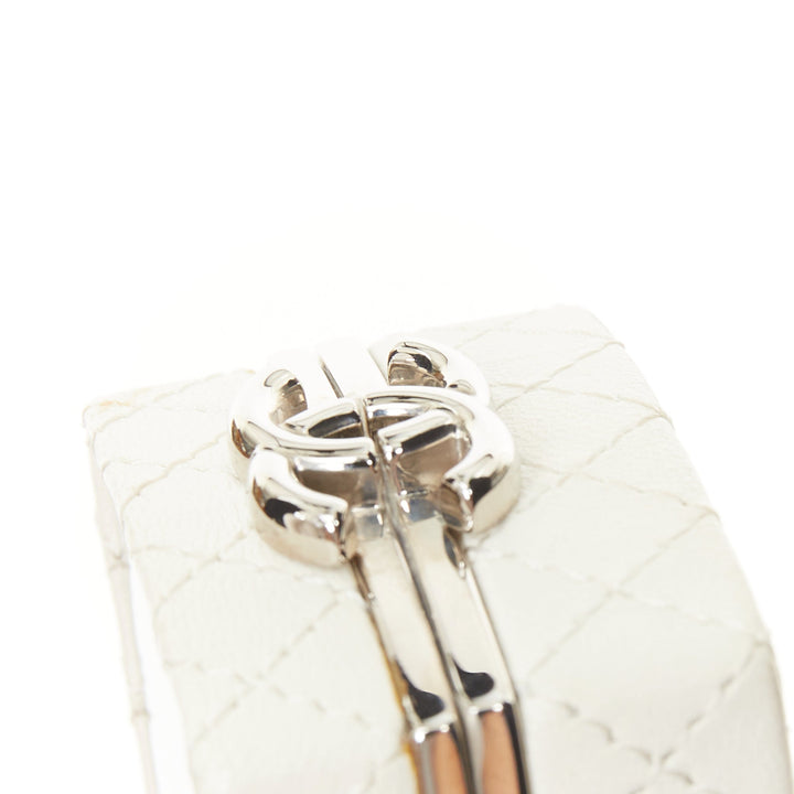 CHANEL 21K Make Up Box Mirror Compact white goatskin minaudiere clutch