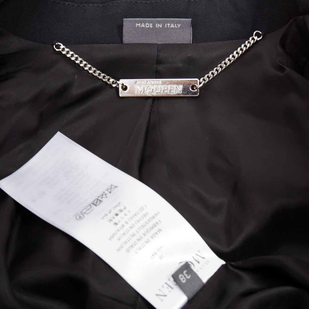 ALEXANDER MCQUEEN 2018 black eyelet lacing detail fitted blazer IT38 XS