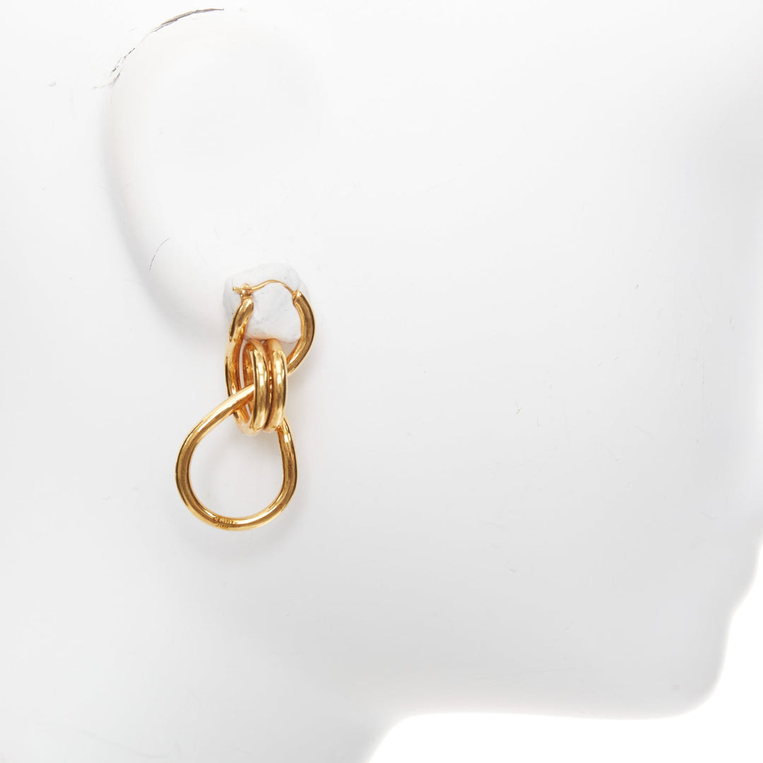OLD CELINE Phoebe Philo Knot Double Hoop brass infinity twist wire earring Pair