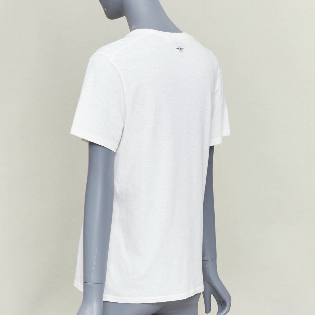 DIOR 2018 Youthquake off white cotton linen bee logo feminism activist tshirt