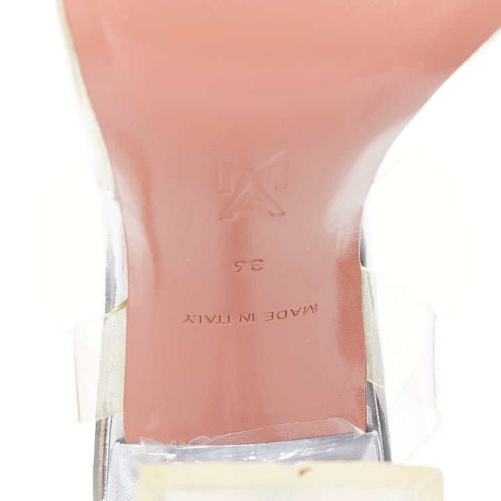 AMINA MUADDI BEgum 95mm Glass PVC crystal buckle sling transparent pump EU36