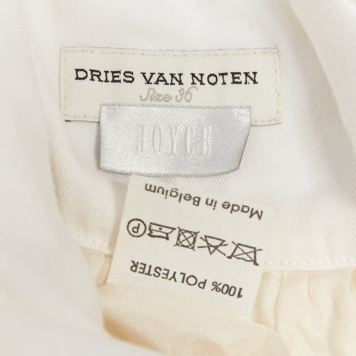 DRIES VAN NOTEN white mixed fabric yellow sequin mou mou midi dress FR36 S