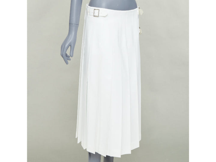 COMME DES GARCONS Homme Plus 2018 white PU cowhide trimmed pleated kilt skirt S