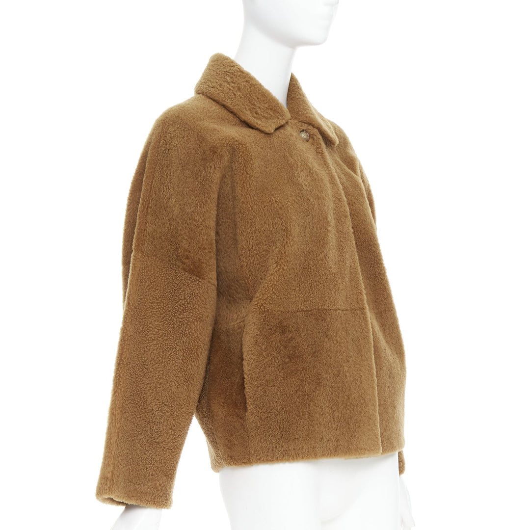 MAX MARA brown lambskin leather shearling Teddy short coat IT38 XS