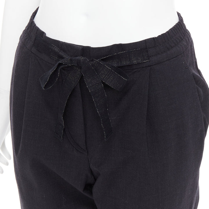 BRUNELLO CUCINELLI dark grey virgin wool blend relaxed jogger pants IT38 XS