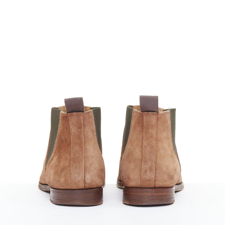 CROCKETT & JONES Chelsea tan brown repello suede ankle boots UK6.5 EU40.5
