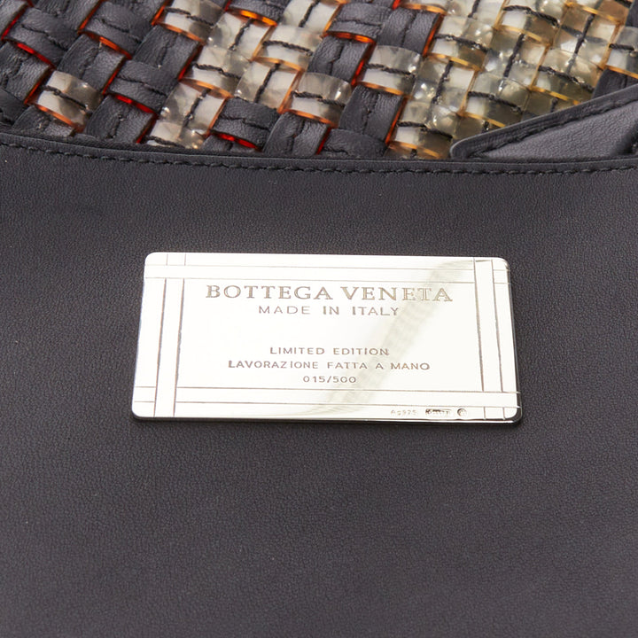 BOTTEGA VENETA Limited Cabat MM clear pvc black leather intrecciato tote bag