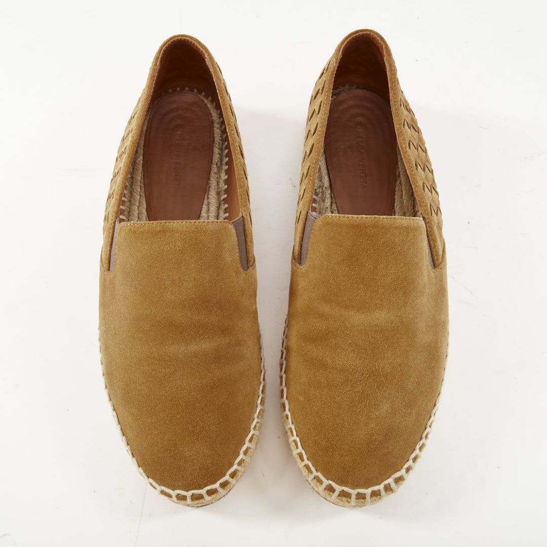 BOTTEGA VENETA 2019 Intrecciato tan brown suede slip on espadrilles flats EU39