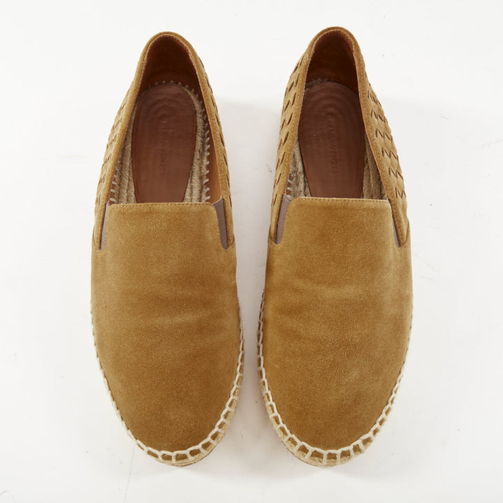 BOTTEGA VENETA 2019 Intrecciato tan brown suede slip on espadrilles flats EU39