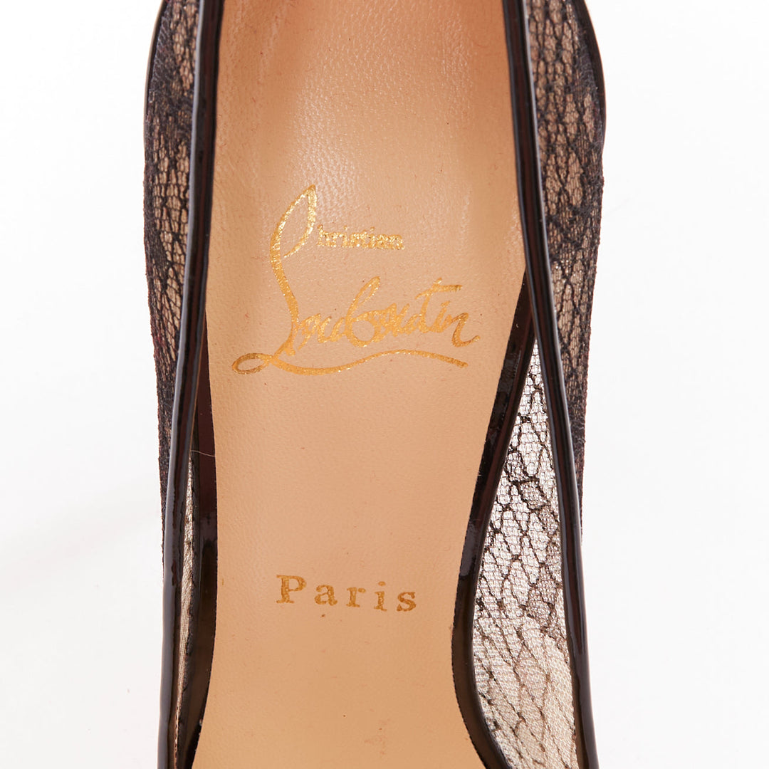 CHRISTIAN LOUBOUTIN Picks &Co Potpourri 120 black lace spike strass pumps EU37.5