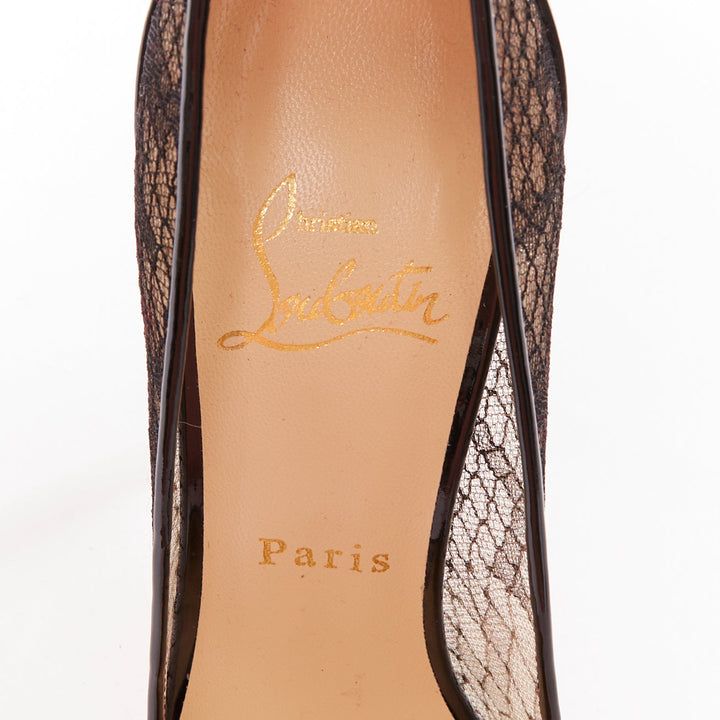 CHRISTIAN LOUBOUTIN Picks &Co Potpourri 120 black lace spike strass pumps EU37.5