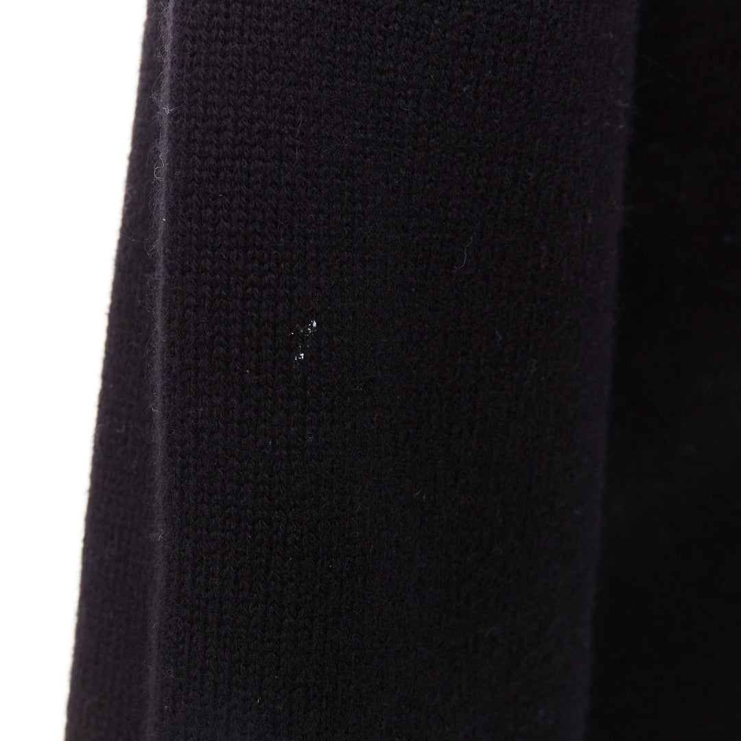 CHANEL 100% cashmere black silver-tone CC turnlock 4 pocket cardigan FR34 XS