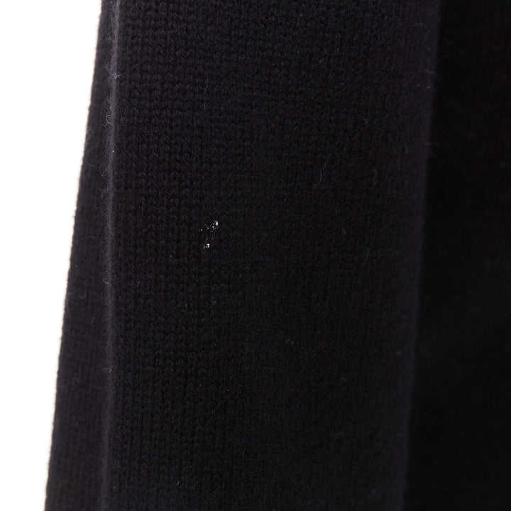 CHANEL 100% cashmere black silver-tone CC turnlock 4 pocket cardigan FR34 XS