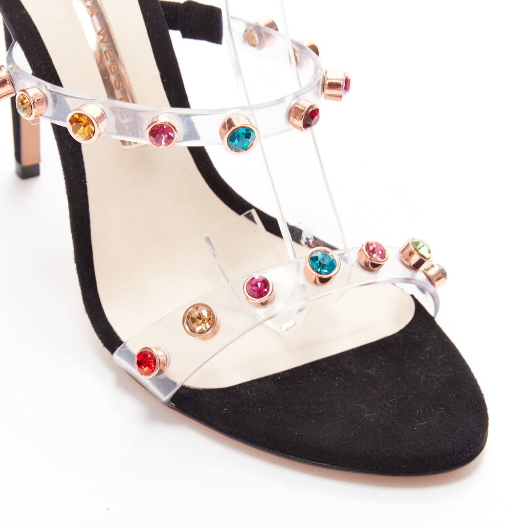 SOPHIA WEBSTER Rosalind 100 multicolor gem crystal PVC strappy heels EU38.5
