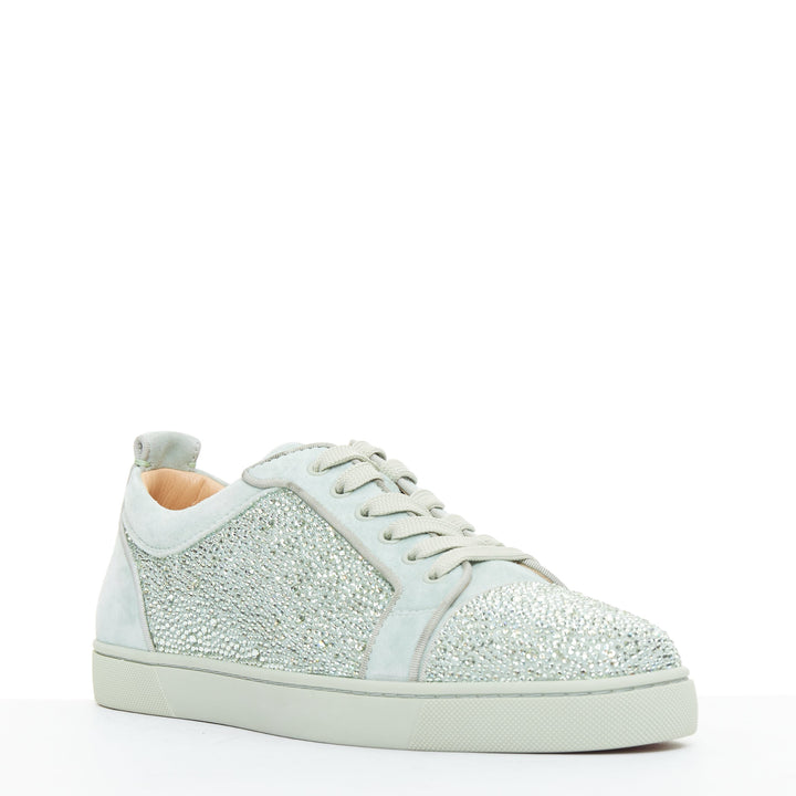 CHRISTIAN LOUBOUTIN Louis Junior Strass Flat Opalina Chrysolite sneaker EU43